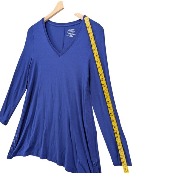 Chicos Ultimate Tee Tunic Top Womens Purple V Neck Long Sleeve Modal Blend Sz S - Picture 7 of 8